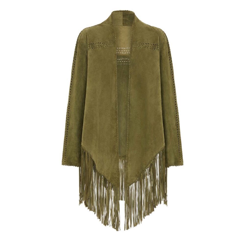 House of Dharma Fringed Lamb’s Suede Jacket